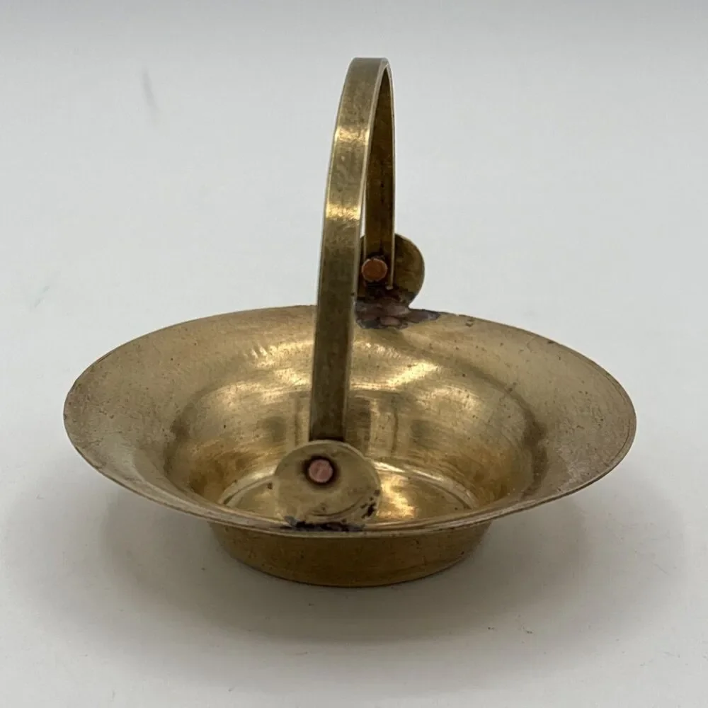 Vintage Brass Small/Miniature Basket Candy Trinket Dish - Decorative